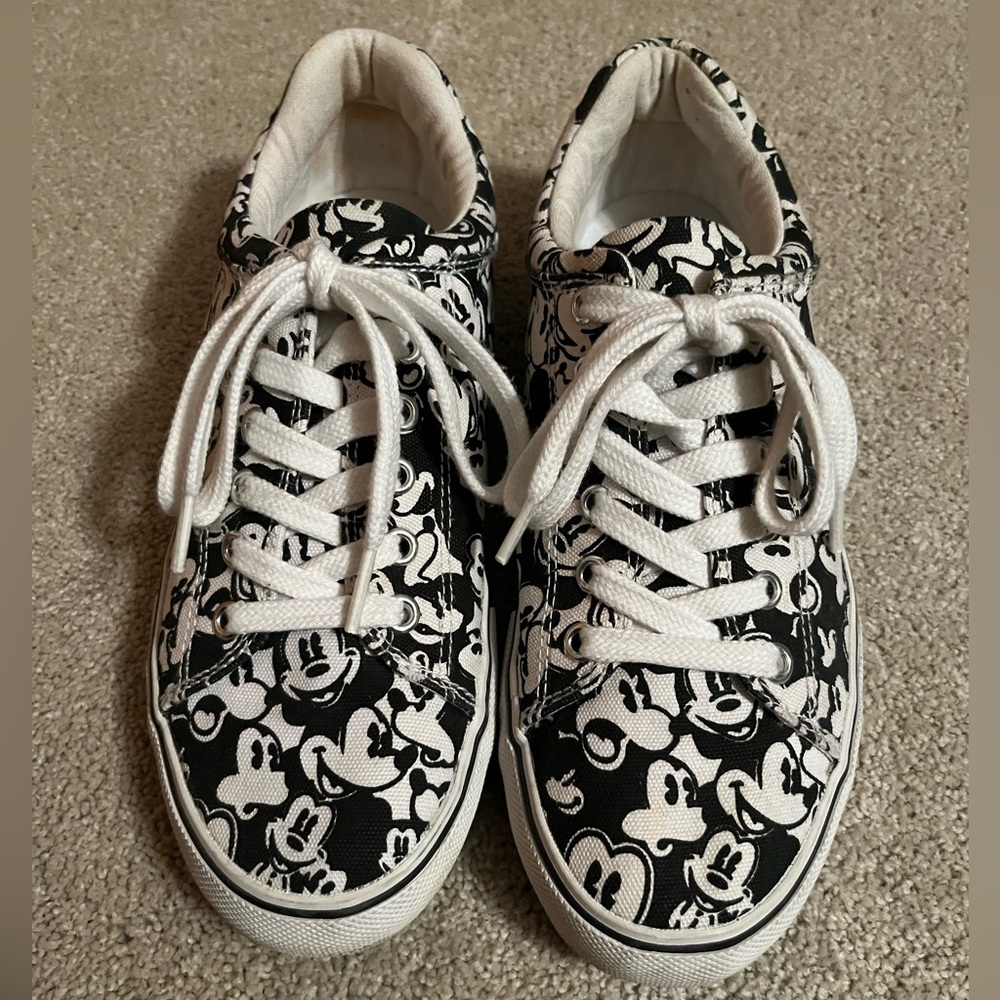 Women’s Black and White Mickey Mouse Sneakers